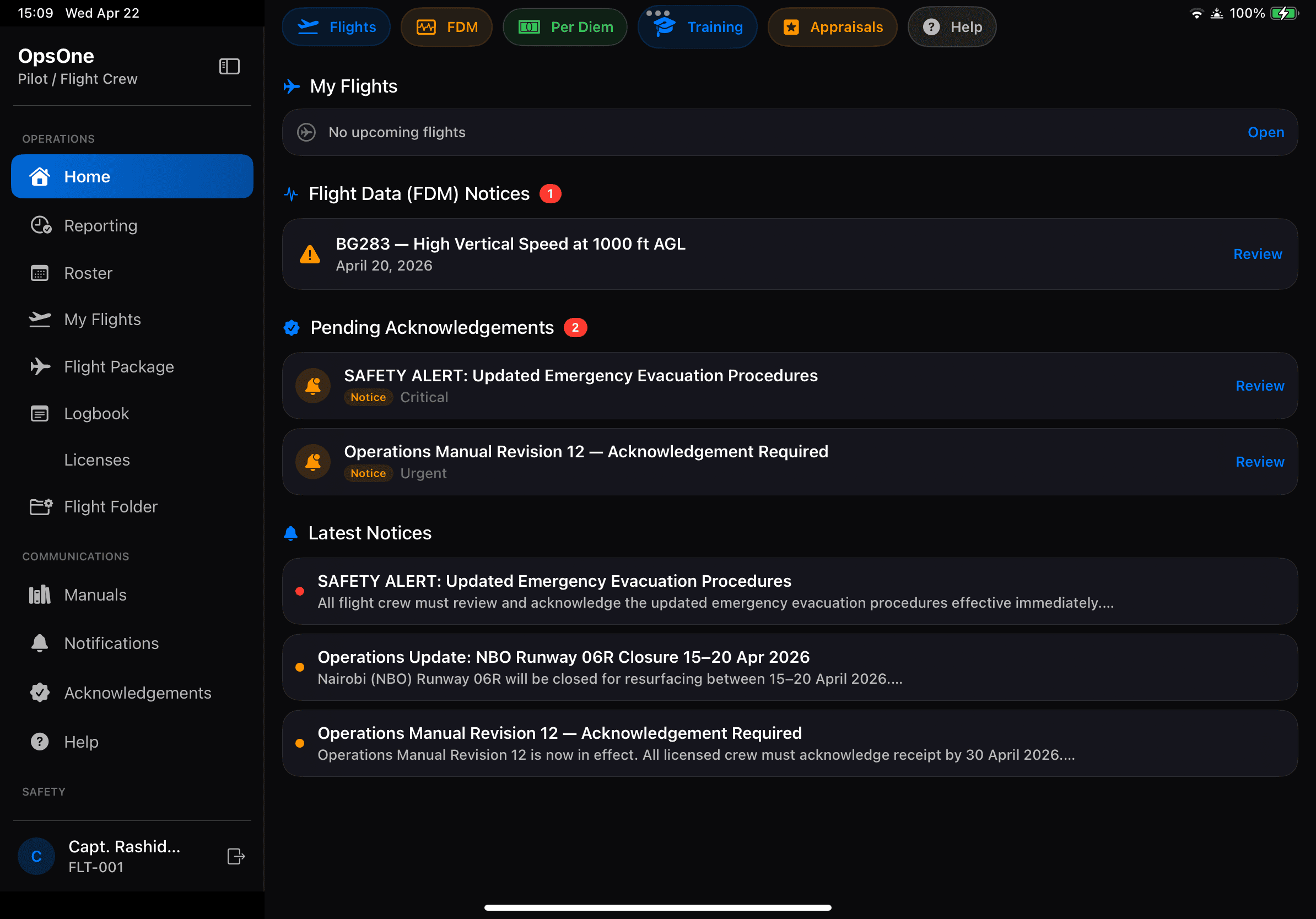 Notices on iPad — read and acknowledge